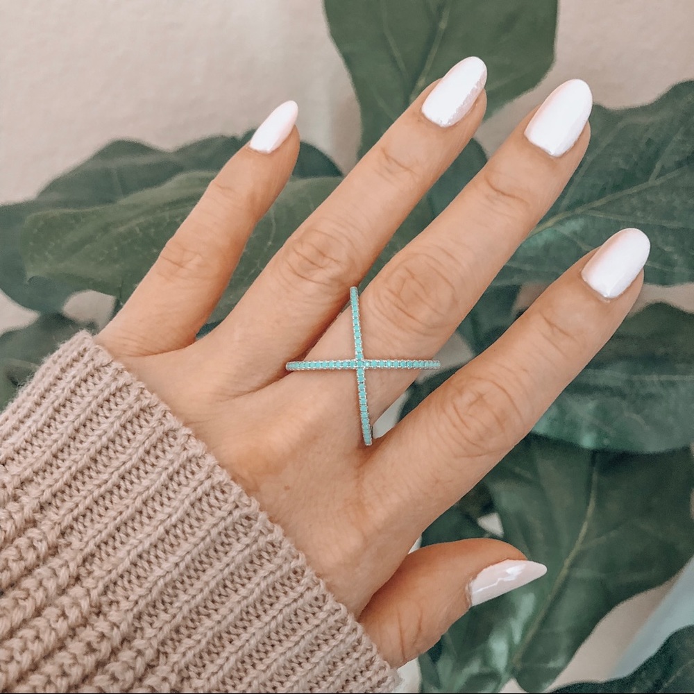 925 sterling silver Turquoise X ring